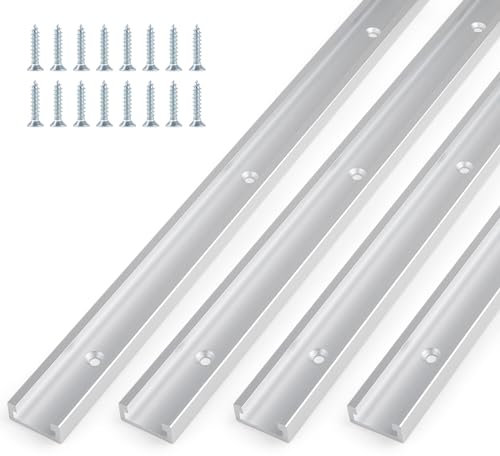 DBREAKS 2Pcs T-Slot Track, Guía en T de Aluminio de Sierra Mesa 400mm, Circular T Track Riel, T Track, Carril en T con Tornillos para Tabla de Enrutador