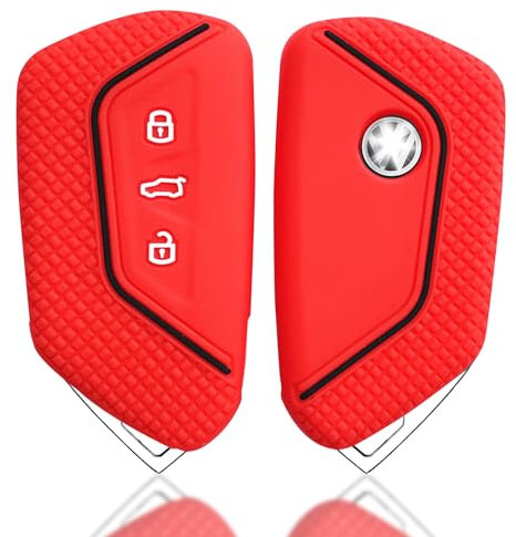 Kesiku Vw Schlüsselhülle für Vw Skoda Octavia Golf 8 7 5 MK 4 Tarraco Ateca Cupra Formentor Seat Ibiza Leon Schlüssel, Cupra Formentor Schlüsselcover TPU, Golf 8 Schlüsselhülle Silikon - 3 Tasten Rote