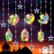 YeahBoom 114 LED Ramadan Licht Stern Mond Lichterketten,3m Sterne Mond und Öllampe Ramadan Deko Licht,Eid Mubarak Licht LED mit 8 Blinkenden Modi & Fernbedienung,Batterie & USB betriebene Lichterkette