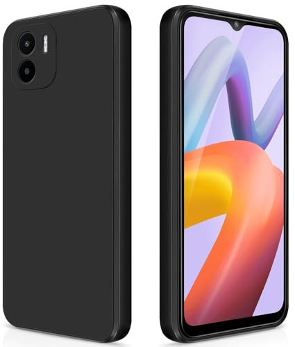GiiYoon Cover per Xiaomi Redmi A2 / Redmi A1 4G Custodia in Silicone, Custodia Antiurto Case Sottile in Silicone TPU con Strato Interno in Fibra e Protezione della Fotocamera, Nero