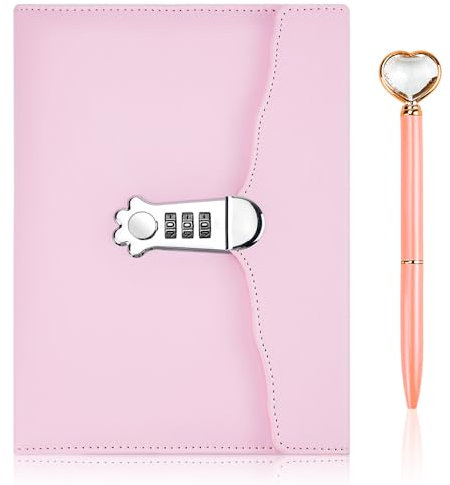 LIMITADA Carnet Secret avec Code, A5 Cahier Intime Rose, Journal Intime en Ligne en Cuir Pu, Carnet Intime Fille avec Stylo Coeur Diamant, Agenda Secret 120 Feuilles, pour Note Voyage Enfant Adult Ado