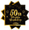 40 Stück Schwarz Servietten Geburtstag,50 geburtstag Schwarz Gold Papier Party Servietten 33 x 33cm Papierservietten für Mann Frau Mädchen Geburtstag Party Deko