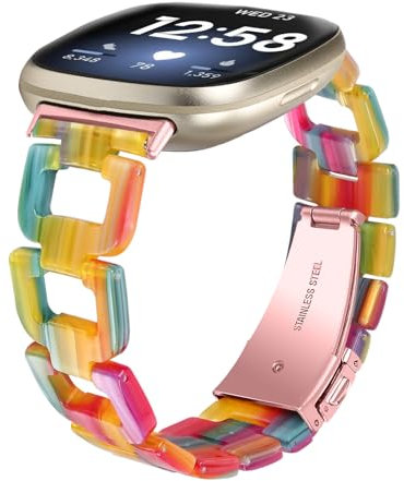 Maucoray Uhrenarmband kompatibel mit Fitbit Versa 4/Versa 3/Sense 2/Sense Armband, Harz D-Form, verstellbares Armband, Harz