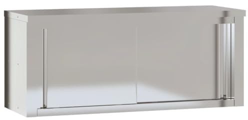 vidaXL Armoire Murale de Cuisine avec Portes Coulissantes, Placard Suspendu avec Compartiment, Meuble de Rangement Restaurant, INOX