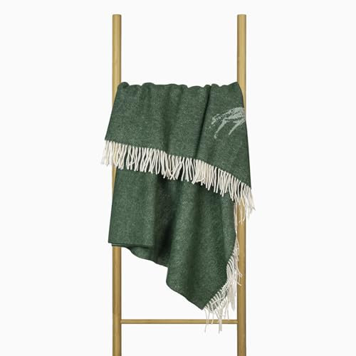 NOSTRA | ZELANDIA LUX-300 Copriletto 140x200 | Coperta Pile, 100% Plaid Lana | Coperta Calda con Frange | Ideale come Coperta da Divano, Elegante Telo Copridivano | Invernale Universale Foresta Scura