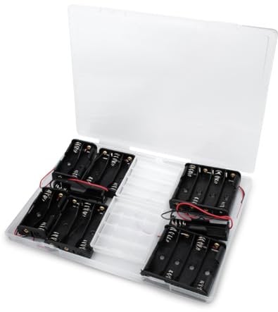 Innfeeltech 8 Pcs AA Battery Holder, Wire Leads Battery Holder Case Box, Black Plastic Battery Cases with Pin, 1.5V/3V,4.5V/6V Battery Holder with Leads, 2 Pcs Cell Battery Storage Case