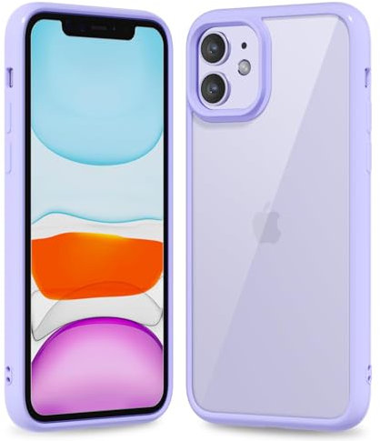 oakxco Thin Slim Clear case for iPhone 11, Transparent Hybrid Hard Shell Plastic & Soft Silicone Rubber Bumper, Non-Yellow Acrylic Protective Lightweight Cover for Women, Purple Lavender