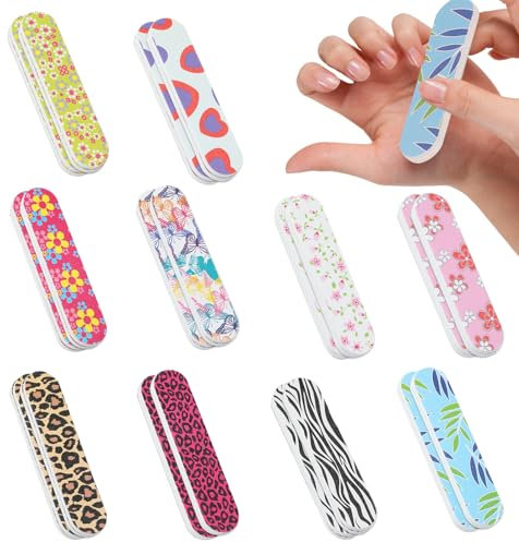 20 Pcs Professional Nail Files - Mini Double-Sided Emery Boards for Shaping Artificial and Natural Nails, Extensions, and Pet Grooming - Portable and Durable Nail Files for Home and Salon Use