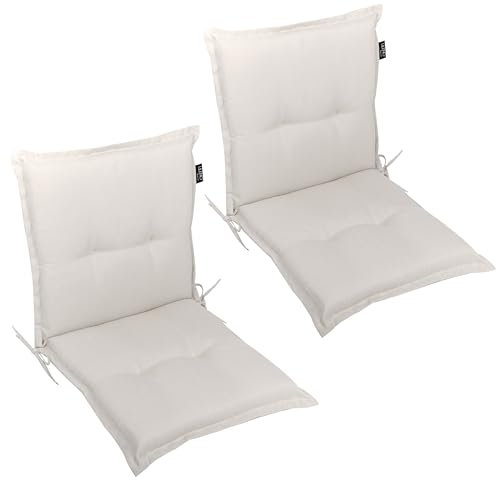 LILENO HOME Gartenstuhl Auflagen als [2er Set - Niedriglehner] in Natur Y - Bequeme Liegen als Sitzauflagen für Gartenmöbel - Stuhlkissen für Gartenstühle und Klappstühle MAR