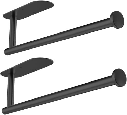 Portarotolo Cucina Adesivo Sotto Armadi e Parete, Portarotolo da Cucina Per Cucina e Bagno, Porta Carta da Cucina In Acciaio Inossidabile (Nero)