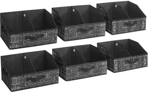 SONGMICS Aufbewahrungsbox 6er Set, zusammenklappbar, Stoffboxen, Aufbewahrung, 40 x 30 x 20 cm, Organizer, Körbe, für Kleiderschrank, 3 Griffe, für Schlafzimmer, Wohnzimmer, tintenschwarz RFB0140B01