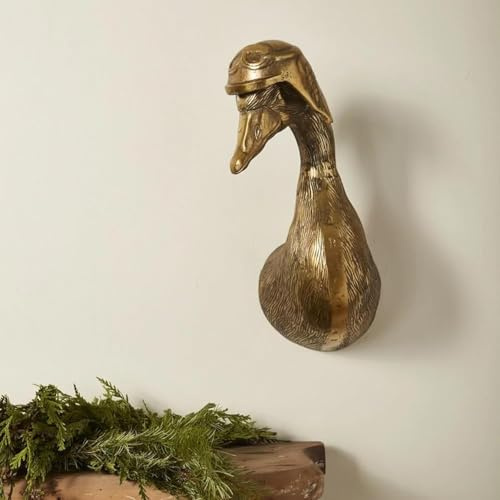 3D Kopf Wandhalterung Ornament, Tierköpfe für Wand Kunst hängende Skulpturen, kleine Metallwand Harz Kunst Wanddekor Ornament wasserdicht bronziert Harz Dekorationen für Zuhause (Duck head)