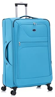 Aerostar Extra Large 32” Lightweight Softshell Expandable Suitcase, Integrated Combination Lock, 4 Wheels Check in Luggage for 30kg (Turquoise Blue, 162 litres)