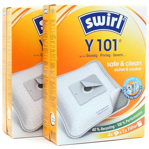 PakTrade 8 Staubsaugerbeutel + Deo-Perlen kompatibel mit AEG AEG 3341, Ergo Essence Serie, VC-H4506ES-4 | kompatibel mit Swirl Y101 - Y 101 | 8 Beutel, Lufterfrischer, Zubehör, Ersatzteile