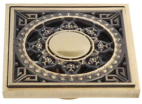 Duschrinne aus Messing, Goldfarben, 10 X 10 cm, Europäischer Stil, für Badezimmer, Küche, Balkon, Hohe Leitfähigkeit, Widerstandsfähig, Leicht zu Reinigen und zu Installieren,