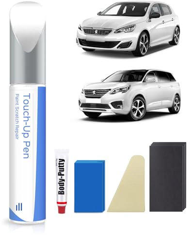 KWE Blanc Nacre/Pearl White Kit de peinture de retouche pour Peugeot Correspondance exacte - Réparation des rayures et des écaillures