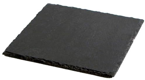 AC - Plato de Pizarra - Forma Cuadrado - Platos Llanos de Piedra Natural para Servir Alimentos, quesos, Aperitivos - 15 x 15 cm
