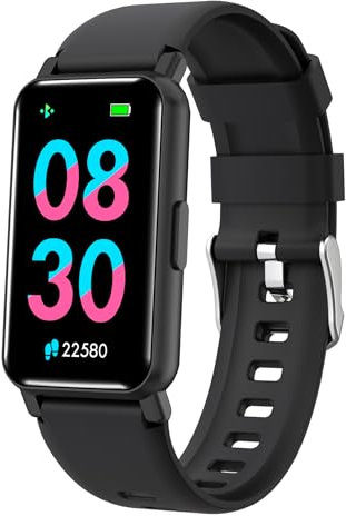 BRIBEJAT Smartwatch Damen Herren, 1.47 HD Touchscreen Fitness Tracker, 123+ Sportmodi, Fitnessuhr mit Herzfrequenz Schlafmonitor, IP68 Wasserdicht Uhr für Android iOS, Schwarz