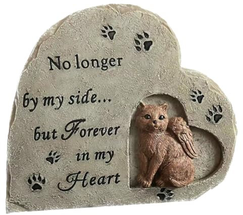HEMOTON Garten Katze Memorial Stein Ornament Aus Kunstharz Grabstein Für Katzen Draussen Tier Gedenkstatue Für Außenbereich