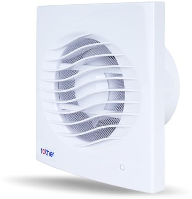ROTHER Silent Bathroom Extractor Fan 4 Inch IP44 Quiet Wall Ceiling Mounted Timer Air Vent Cover Kitchen Room Powerful Ventilation White 31dB 100mm Copper Motor