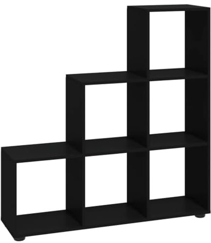 Eleganz Treppenregal Schwarz 107 cm aus Holzwerkstoff - Platzsparendes Regalsystem für kleine Wohnungen, langlebig und stilvoll