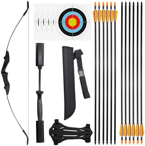 Clianle Recurve Bow and Arrow Set for Adults, Takedown Recurve Bows Archery Set 40lb for Left and Right Handed Beginner &Youth for Backyard Outdoor Practice Arrows