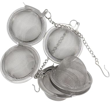 Gurtt 3 Pcs Mesh Tea Ball Strainers,Stainless Steel Seasoning Ball with Extended Chain Hook,5cm