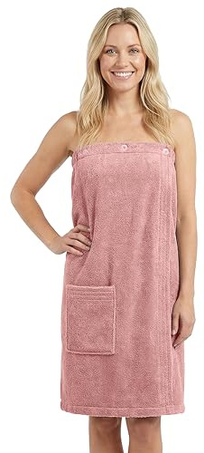LAYNENBURG Premium Saunakilt Damen mit Knopfverschluss - 100% Baumwolle – Öko-Tex 100 - Frauen Saunatuch - Frottee Sauna-Handtuch, Kilt mit Gummizug für Wellness, Spa & Sauna(XL-XXL Altrosa)