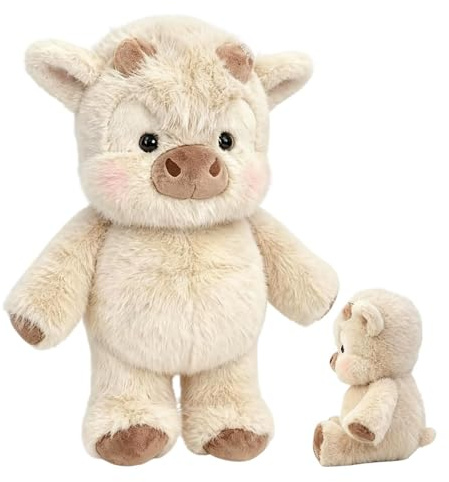 Generisch Kuh-weiches Plüschtier, 60 cm, weiche Cartoon-niedliche Sammelpuppe zum Stressabbau und zur emotionalen Unterstützung, laufende Kuh-Stofftierspielzeug für Männer, Frauen, Kinder