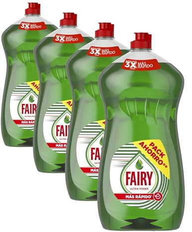 Fairy Ultra Original Líquido Lavavajillas 1250ML Fórmula Efectiva Que Deja Los Platos Relucientes, Impresionante Poder Antigrasa (Paquete de 4)