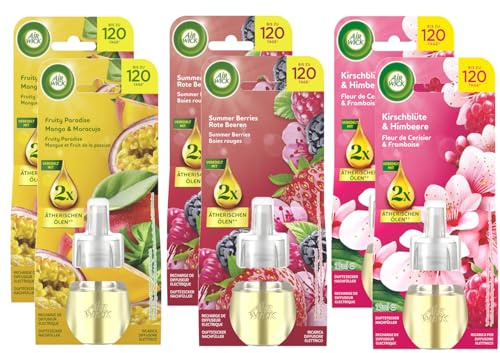 Air Wick Duftstecker Nachfüller – Duft: Frühling – Fruchtig-floraler Raumduft für die Steckdose – 6x 19ml Duftölflakon-Nachfüller