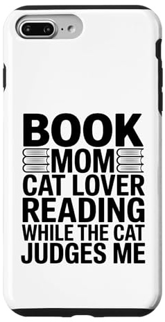 Custodia per iPhone 7 Plus/8 Plus Libro Mamma Amante Gatto Lettura Mentre Il Gatto Mi Giudica