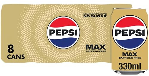 Pepsi Soft Drink | Classic Cola Refreshment for Every Occasion (Pepsi Max No Caffeine No Sugar Cola Cans 8x330ml)