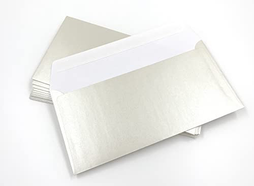 umschlag-discount – perlmuttfarbene Briefumschläge ohne Sichtfenster für hochwertige Sendungen, Einladungen & Co – 100 Stück selbstklebende Briefkuverts mit den Maßen 220 x 110 mm (DIN lang)