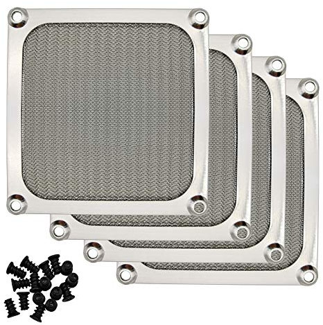 90mm 92mm Computer Fan Filter Grills with Screws, Aluminum Frame Ultra Fine Stainelss Steel Mesh - 4 Pack (Silver)