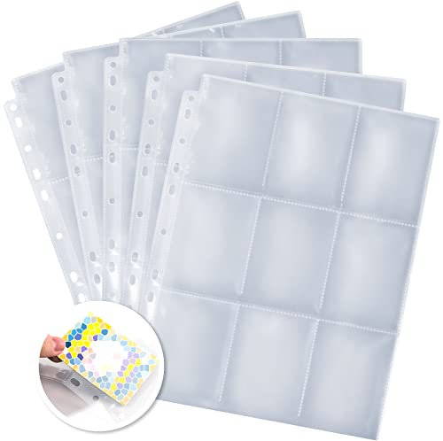 Koogel Sammelkarten Hüllen,60 stück 540 Pockets Kartenhüllen Einseitige Karten Sleeves Transparent 11 Löcher Leere Sammelmappe für Sammeln Sportkarten und Spielkarten