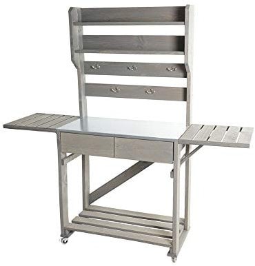 Patkar WESTMANN Pflanztisch Fauna aus Holz | 157x38x156 cm Grau | Gartentisch für Garten & Terrasse | Tischhilfe für Hobbygärtner