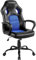 Yaheetech Sedia/Poltrona da Ufficio Scrivania Ergonomica Portata 150 kg Girevole Altezza Regolabile a Rotelle Schienale Alto Reclinabile per Computer in Ecopelle Nera/Blu