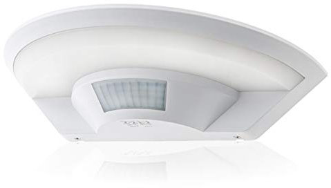 HUBER LED Wandlampe mit Bewegungsmelder 140° 9W, 1450lm I IP54 geschützte LED Außenleuchte mit Bewegungssensor I Wandleuchte innen, Disk, weiß