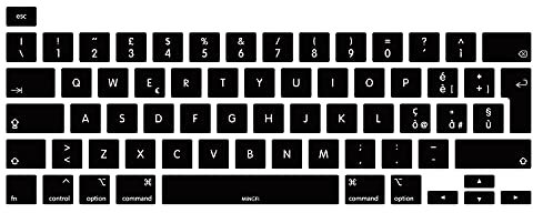 MiNGFi Copritastiera Silicone italiano per MacBook Pro 13 M1/M2 A2338 (2020–2023), A2289 (2020), A2251 (2020–2021), Pro 16 A2141 (2019–2021) EU/ISO - Nero