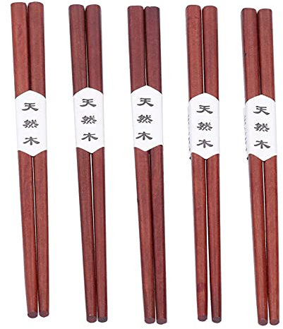Mumusuki Chinese Wooden Chopsticks. 5pairs Reusable Wood Chopsticks for Home Kitchen Hotel Dishwasher Safe 7.09 Inch/18 Cm(18cm)