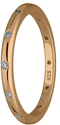 Treuheld® Schmaler 925 Sterling Silber Ring mit Kristallen | Farbe: rosegold - Größe: 62