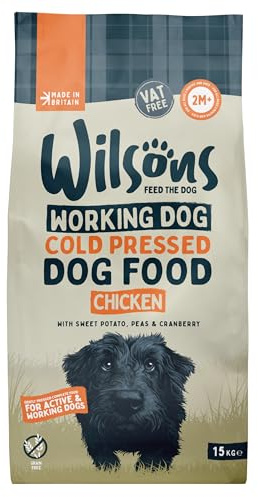 Wilsons - Cold Pressed Dog Food - Complete Dry Meal with Natural, Hypoallergenic, Grain Free Ingredients, Best Introduced Gradually, Suitable for Adult Dogs and Puppies 2 Months + (Chicken) (15kg)