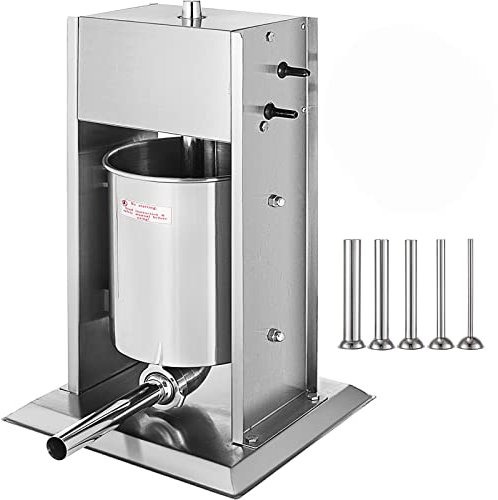 Wurstfüller 15 l Wurstmaschine mit 5 Fülldüsen Manuelle Wurstfüllmaschine 2 optionale Geschwindigkeit Vertikalwurstmaschine-Kit für den privaten und gewerblichen Gebrauch Edelstahl
