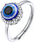 Silvora Evil Eye Freundschaftsring für Damen 925 Silber Blaue Böser Auge Siegelring Partnerring