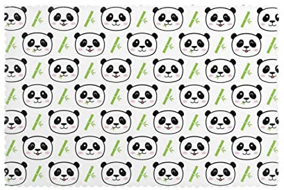 Lot de 6 assiettes en bambou Motif panda mignon 30,5 x 45,7 cm Résistant à la chaleur Lavable pour cuisine, restaurant, hôtel, décoration de table