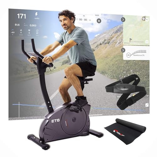 Christopeit Sport Ergometer Heimtrainer ET 6 New inkl. Bodenschutzmatte und Pulsgurt – 24-Stufig, bis 150kg Gewicht, 12kg Magnet-Bremssystem, LCD-Display
