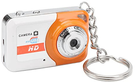 Sxhlseller Mini DV Camera, Small HD Video Camera Recorder Motion Detection Support 32G Memory, USB Mini Keychain Video Recorder for Webcam, Gift for Kids Students (Orange)