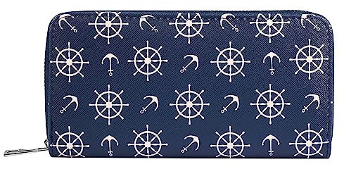 Shaghafi Damen-Geldbörse Anker Steuerrad Portemonnaie für Frauen Maritime Geschenkidee