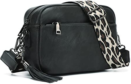 KL928 umhängetasche damen handtasche schultertasche kleine Tasche vintage damenhandtasche mit breitem Schultergurte (Charcoal Gray)